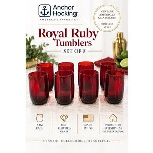 Vintage Anchor Hocking Royal Ruby Red Tumblers – Set of 8